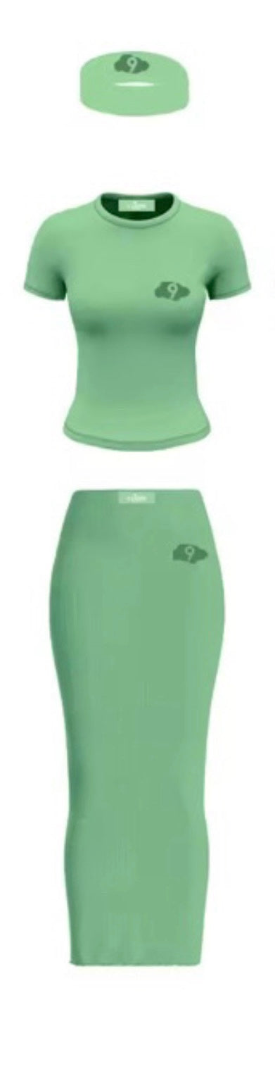 Mink Green 3 Piece Skirt Set