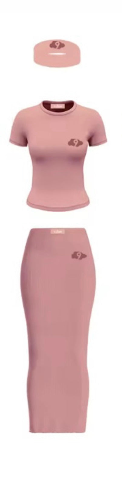Peach 3 Piece Skirt Set